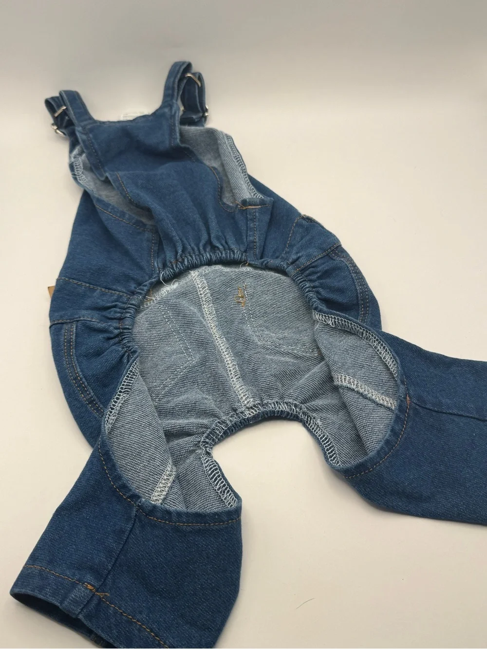 Beachee Denim Pet Overalls with Patch Detail - Blue